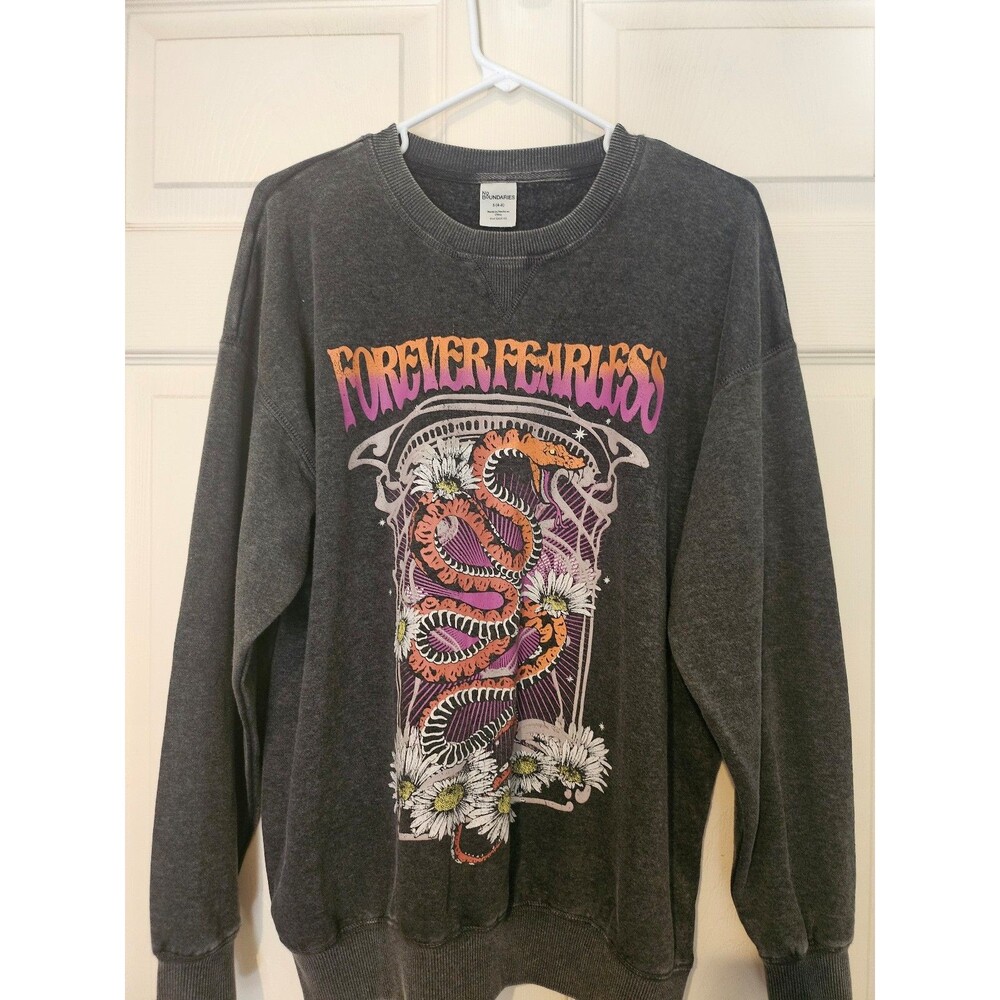 Forever Fearless Oversized Sweatshirt Women's Size S (4-6) Gray Light Acid Wash.